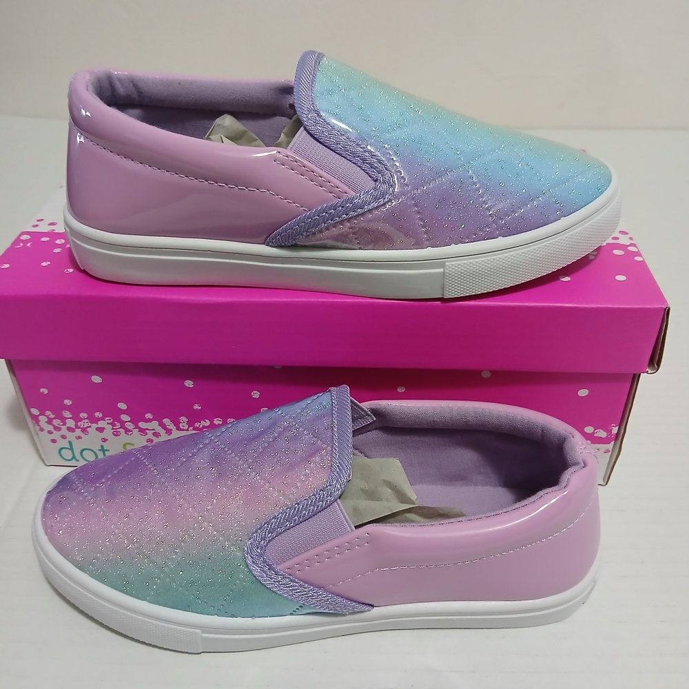 Kids Sparkle Slip-On Sneakers - Purple and Blue Size 13 New $20